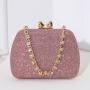 New fashion rhinestone handle handbag lady metal crossbody bag women beautiful evening bags glitter fabric clutch bag