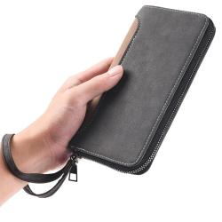 ZR943 New Fashion Men's Long Wallet PU Leather Retro Simple Handheld Billfold ID Card Holder Leisure Bag Money Clip Custom Logo