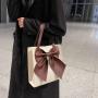 New Fashion Designer Woman Handbag Custom Pu Leather Contrasting Color Bag Bow Single Shoulder Square Underarm Bag