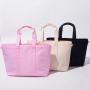 Wholesale large capacity ladies luxury beach pink waterproof women nylon handbag tote bag with zipper