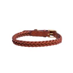 Heavy Duty Round Braided Leather Dog Collar Soft and Strong Dog Collar for Large Dogs