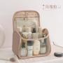 Custom Logo PU PVC Wash Portable Makeup Bag Handle Storage Cosmetic Bag Large Hanging Clear Travel Toiletry Bag