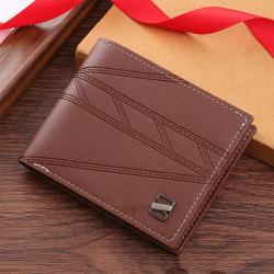 Men's wallet, short style money clip for men, simple and fashionable, multi-card slot plain horizontal spliced leather wallet