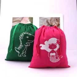 Reusable Organic Custom Logo Printing Green Pink Cotton Toy Balloon Packaging Drawstring Dust Bag Promotion Muslin Pouch