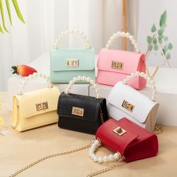 2024 New Crocodile Jelly Crossbody Bags pvc Children Handbags Coin Bags Wholesale Pearl Small Shoulder Bag for Women