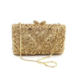 New hollow metal crystal flower evening bag handmade diamond inlaid handbag luxury women shoulder bags ladies clutch bag