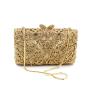 New hollow metal crystal flower evening bag handmade diamond inlaid handbag luxury women shoulder bags ladies clutch bag