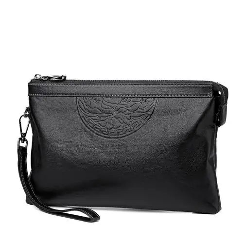 Custom Logo High Quality Luxury Leather Men Envelope Purse Fashion Designer Wristlets Bags Clutch Wallet for Men