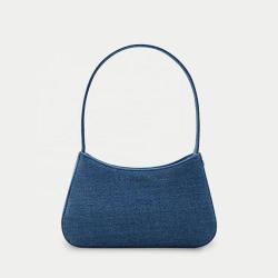 2024 Custom Blue Washable Denim Pu leather Ladies Shopper Shoulder Hand Bag Women Hobo Bucket Handbag Small Tote bags
