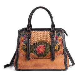 2024 Customize Vintage The First Layer Cowhide Hand Bag For Women With Embossed Flower Grain Luxury Grace Handbag