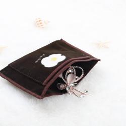 Custom Logo Printed Brown Velvet Envelope Jewelry Pouch Hot Stamping Envelope Velvet Gift Packaging Bag