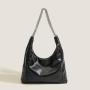 Luxury Designer Handbag Women Half Moon Tote PU Leather Half Moon Tote Handbags Zipper Lock Closure Large Size Solid Color Logo