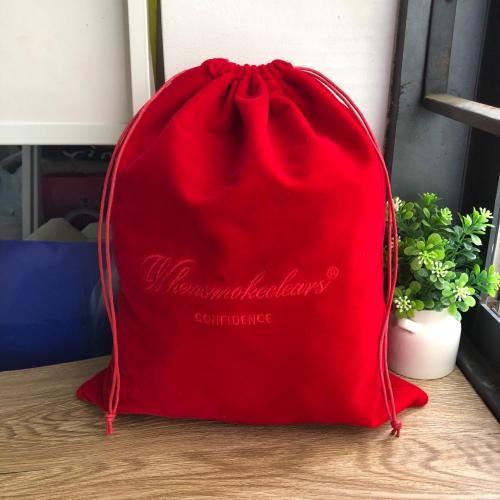 Wine Red Velvet Fabric Christmas Gift Bag