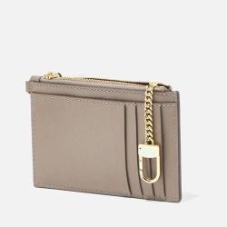 Custom Logo Leather Card Holder Coin Purse With Metal Chain Wallet Credit Card Holder