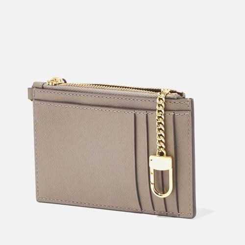 Custom Logo Leather Card Holder Coin Purse With Metal Chain Wallet Credit Card Holder