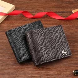 2024 Winter Korean Version Men's Soft Leather Wallet Ultra-Light Anti-Cutting Multi-Card Open New Letter Printing Wholesale