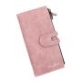 New Arrival Retro Zipper Pu Leather Long Wallet Multifunction Solid Color Coin Purse Magnetic Buckle Clutch For Women