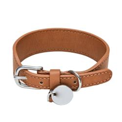 Adjustable Soft Padded Leather Dog Collars Genuine Leather Dog Collar D Ring Durable Dog Collar