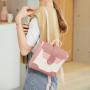 Contrast backpack Mini Backpack Children's Schoolbag Single Shoulder Messenger Bag Zipper Square Button Handbag for Ladies