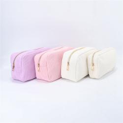 Keymay RTS Stock High Quality Gold Zipper Candy Color Girls Winter Corduroy Pouch Corduroy Cosmetic Bag Corduroy Makeup Bag