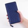 OEM Dompet Custom Luxury Design High End Quality Women Genuine Ostrich Skin  Leather Long Zip Zipper Clutch Wallet  Purse