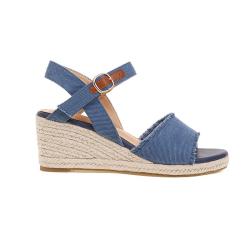 Sandalias Verano Mujer Fashion Ladies Platform Mid Heels Espadrilles Peep Toe Denim Straw Woven Wedge Heel Sandals For Women