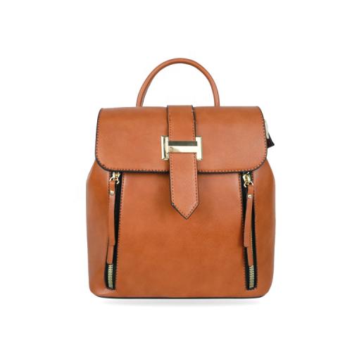 Classic PU Leather Small Black Lady Backpack for Women Lightweight Backpack with Adjustable Shoulder Strap