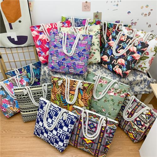 Gelory Fashion Double Sided Pattern Boho Casual Shoulder Bag Large Capacity Women Canvas Bag
