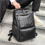 New PU Leather Geometric Diamond Grid Backpack Business Casual Men Luxury Mens Bags Fashion Trend Travel Computer Bag Laptop
