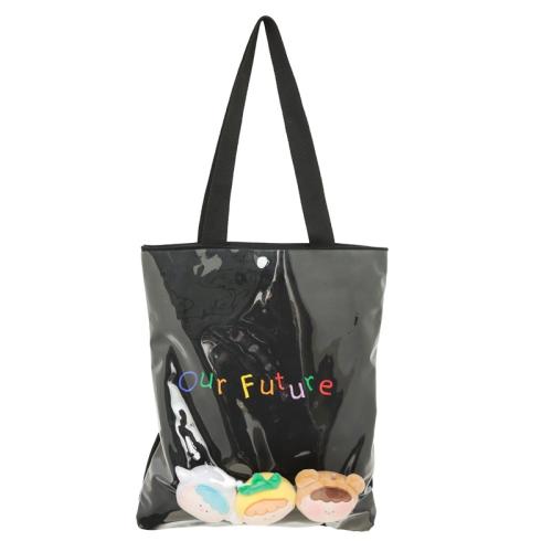 Large Transparent Canvas Handbag Cute Shoulder Handbag Ladies PVC custom embroidery with clear window pain bag