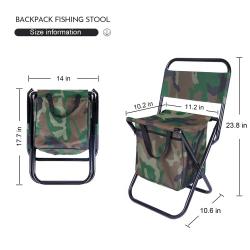 Camouflage Camping Chair Folding Backrest Camping Fishing Chair Stool Backpack with Cooler Insulated Picnic Bag