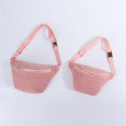 Keymay RTS Stock Gold Hardware Adjustable Strap Multi-color Small Large Teddy Waist Bag Fleece Fanny Pack Women Bag Crossbody