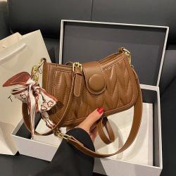 Silk scarf bow crossbody women's bag 2024 new fashion embroidery shoulder bag handbag ladies bags