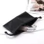 Custom Emboss Drawstring Pu Leather Pouch Skincare Travel Cosmetic Bag Black Waterproof Leather Bag