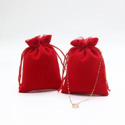 Customized Small Velvet Drawstring Jewelry Lipstick Storage Bag Flannel Gift Packaging Security Necklaces Gemstones Stamped
