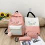 KBW529 Hot Selling New Women Shoulder Bag Fashion Trend Four Sets of Canvas Cat Print Backpack Student Schoolbag