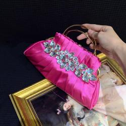 Trendy elegant party ladies dinner purse Summer Shinning Evening Clutch Rhinestone Satin Lady clutch bag