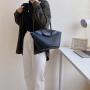 2024 Trending New Korean Designer Women's Bag Fashion Large Capacity Open PU Leather Tote Handbag Ladies Bucket Shoulder Bags