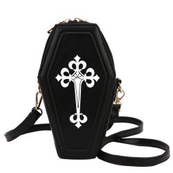 Fashion retro dark character cross coffin female BAG PU inclined span bag