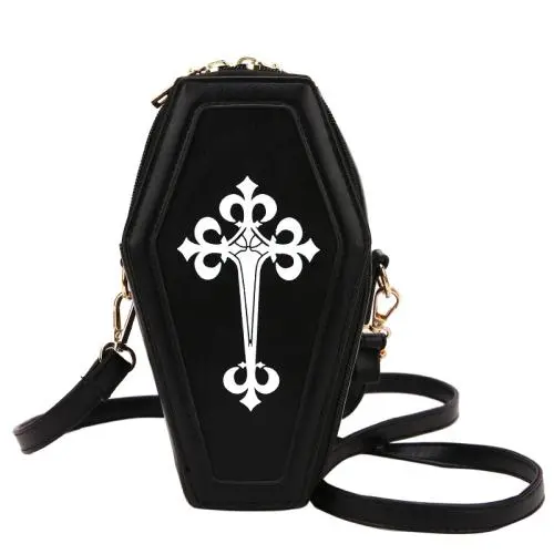 Fashion retro dark character cross coffin female BAG PU inclined span bag