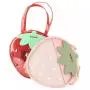 Strawberry shape custom ita bag with clear PVC window Pu leather lady girls ita shoulder bags