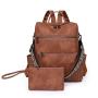 Vintage Casual Backpack Bags Set Leather Handbags for Women Big Handbags Ladies Large Capacity Travel Shoulder Bags With Strap