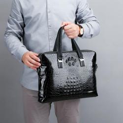ZWY193 Wholesale Men New Crocodile Print Handbag PU Lightweight Daily Waterproof Briefcase Hot Sale Vintage Laptop Shoulder Bag