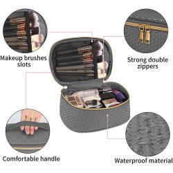 Cosmetic Mini Jars Inside Compact Case Drawstring Make Up Bag Faux Leather Makeup Bag Vegan Leather Makeup Bag With Window