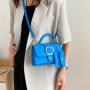 Summer New Style Candy Color Pu Small Square Bag Simple Retro Fashion Handbag High Quality Personality Lock  Single Shoulder Bag