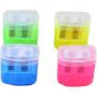 Double Hole Plastic with Cover Garbage Can Type New Ps Material Pencil Sharpener Children's Stationery Stock