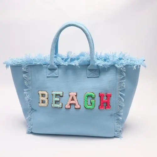 Usa Warehouse Free Shipping Wholesale Personalized Large Canvas Fringe Hand Bag Women 2022 Trendy Handbags Tote Bag with Pockets