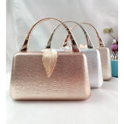 wholesale  leaf buckle metal chain handbag ladies luxury crystal clutch evening bags golden clutch woman party bag