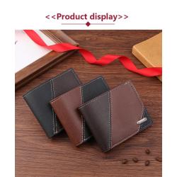men's wallet, short style with multiple card slots, fashionable and casual money clip thin two-fold spliced soft leather wallet