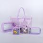 New No Moq Waterproof Transparent PVC Nylon Zipper Tote Bags Travel Handbag Tote Bags For Girls